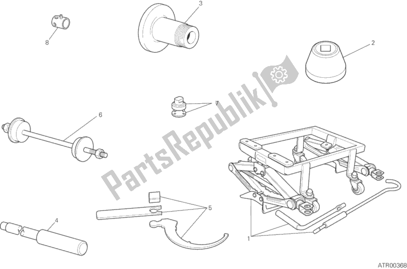 All parts for the Workshop Service Tools (frame) of the Ducati Supersport S 937 2018